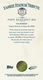 2008 Topps eTopps Allen & Ginter Yankee Tribute #10 Pope Benedict XVI Back