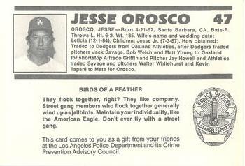1988 Los Angeles Dodgers Police #NNO Jesse Orosco Back