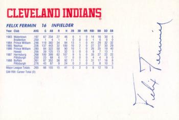 1989 Cleveland Indians The Tribe #12 Felix Fermin Back