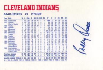 1989 Cleveland Indians The Tribe #13 Brad Havens Back