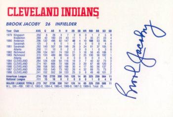 1989 Cleveland Indians The Tribe #14 Brook Jacoby Back