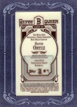 2012 Topps Gypsy Queen - Framed Mini Relics #GQMR-DO David Ortiz  Back