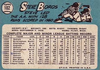 1965 Topps #102 Steve Boros Back