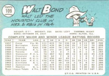 1965 Topps #109 Walt Bond Back