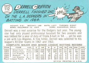 1965 Topps #112 Derrell Griffith Back