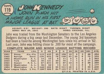 1965 Topps #119 John Kennedy Back
