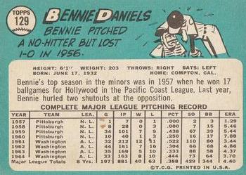 1965 Topps #129 Bennie Daniels Back