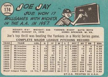 1965 Topps #174 Joe Jay Back