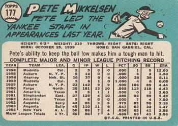 1965 Topps #177 Pete Mikkelsen Back
