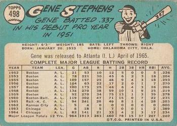 1965 Topps #498 Gene Stephens Back