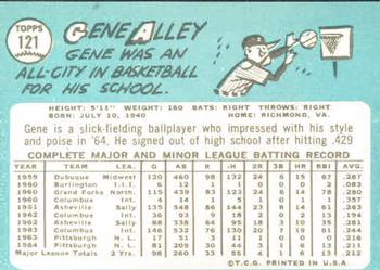 1965 Topps #121 Gene Alley Back