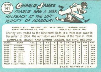 1965 Topps #141 Charlie James Back