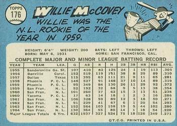 1965 Topps #176 Willie McCovey Back