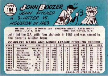 1965 Topps #184 John Boozer Back