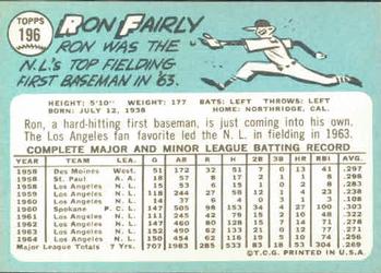 1965 Topps #196 Ron Fairly Back