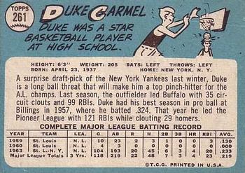 1965 Topps #261 Duke Carmel Back