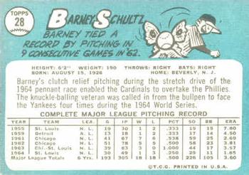 1965 Topps #28 Barney Schultz Back