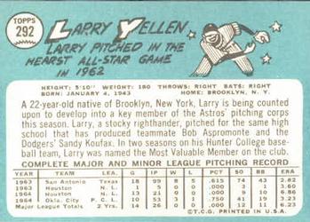 1965 Topps #292 Larry Yellen Back