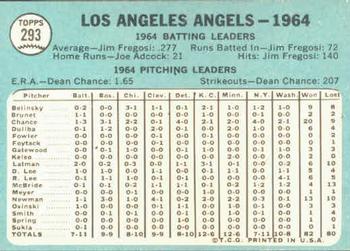 1965 Topps #293 Los Angeles Angels Back