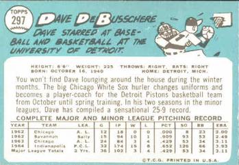 1965 Topps #297 Dave DeBusschere Back