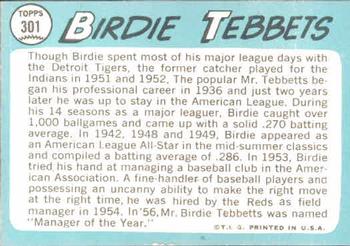1965 Topps #301 Birdie Tebbetts Back