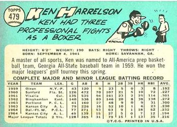 1965 Topps #479 Ken Harrelson Back