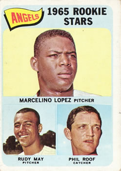 1965 Topps #537 Angels 1965 Rookie Stars (Marcelino Lopez / Rudy May / Phil Roof) Front