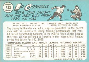 1965 Topps #543 Ed Connolly Back