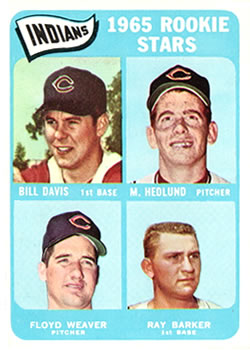 1965 Topps #546 Indians 1965 Rookie Stars (Bill Davis / Mike Hedlund / Floyd Weaver / Ray Barker) Front