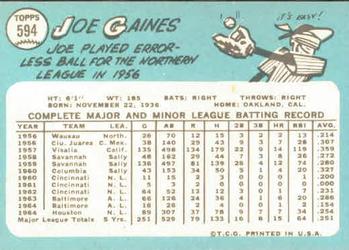 1965 Topps #594 Joe Gaines Back