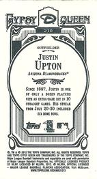 2012 Topps Gypsy Queen - Mini Green #210 Justin Upton  Back