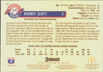 1993 Donruss McDonald's Montreal Expos 25th Anniversary #18 Rodney Scott Back