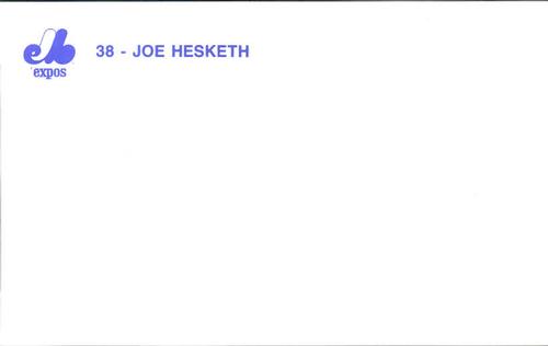 1989 Montreal Expos Postcards #14 Joe Hesketh Back