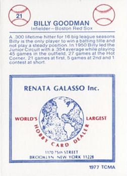 1977-84 Galasso Glossy Greats #21 Billy Goodman Back