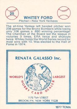1977-84 Galasso Glossy Greats #25 Whitey Ford Back