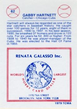 1977-84 Galasso Glossy Greats #62 Gabby Hartnett Back