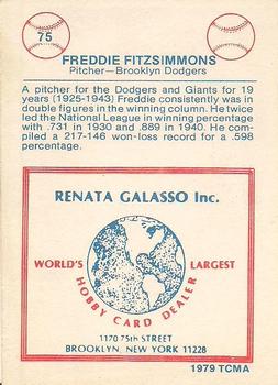 1977-84 Galasso Glossy Greats #75 Freddie Fitzsimmons Back