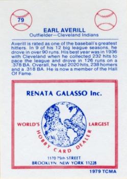 1977-84 Galasso Glossy Greats #79 Earl Averill Back