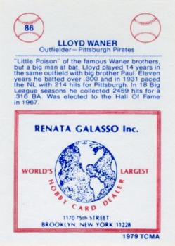 1977-84 Galasso Glossy Greats #86 Lloyd Waner Back