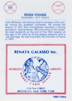 1977-84 Galasso Glossy Greats #131 Ross Youngs Back
