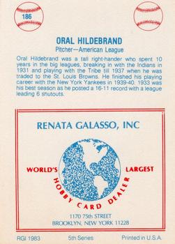 1977-84 Galasso Glossy Greats #186 Oral Hildebrand Back