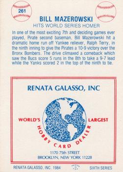 1977-84 Galasso Glossy Greats #261 Bill Mazeroski Back