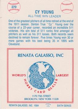 1977-84 Galasso Glossy Greats #270 Cy Young Back