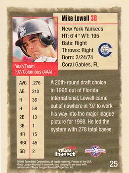 1998 Team Best #25 Mike Lowell Back