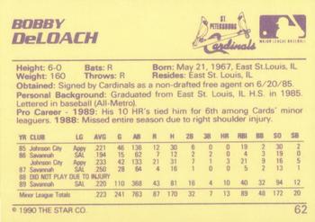 1990 Star #62 Bobby Deloach Back