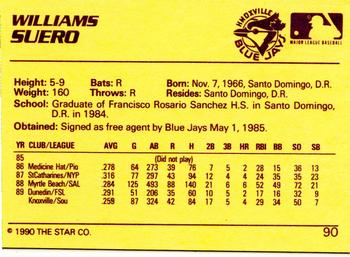 1990 Star #90 William Suero Back