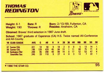 1990 Star #95 Tom Redington Back