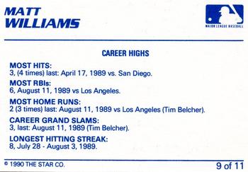 1990 Star Matt Williams #9 Matt Williams Back