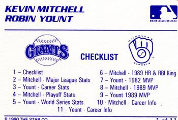 1990 Star Kevin Mitchell / Robin Yount #1 Kevin Mitchell / Robin Yount Back