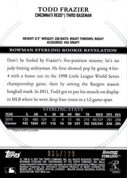 2011 Bowman Sterling - Refractors #31 Todd Frazier Back